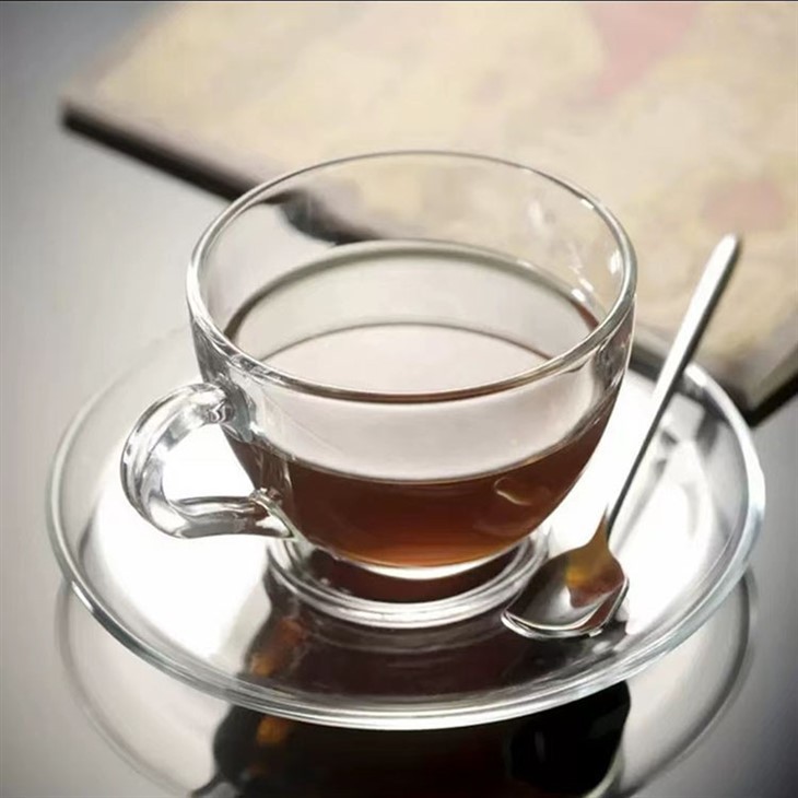 7-Ounce Glass Tea Cups And Saucers, Coffee Glass Mugs With Plate