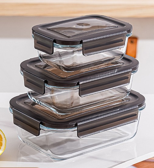 Rectangular Heat-resistant Glass Lunch Box Office Workers Can Enter The Microwave Oven Can Be Heated Bento Box Refrigerator Glass Crisper Box